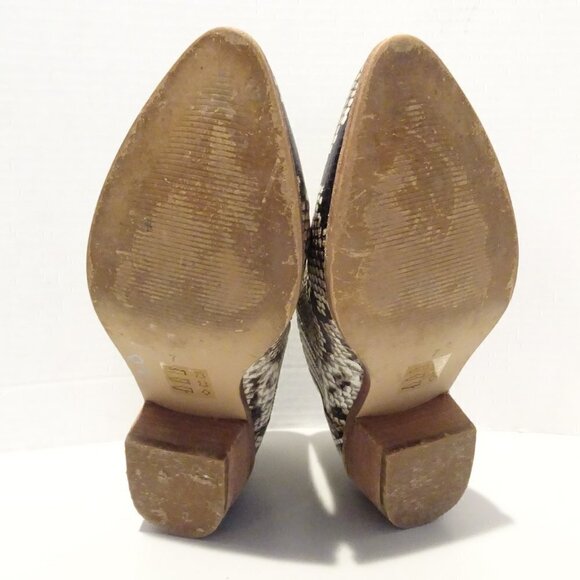 Madewell Leather Python Embossed Cuban Heel Booties Brown Size 7 Slip On Snake - Picture 3 of 4